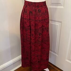 Vintage Patterned Red Country Classics by Koret Maxi Skirt Size 26